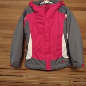 REI Kids' Pink and Gray Puffer Coat